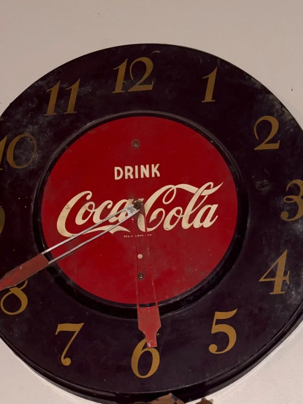 1950’s Coca Cola Clock with Gold Numerals